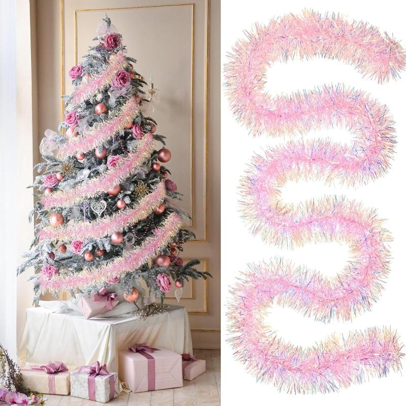 Tinsel Garland Decoration - 1/3/5PCS 2M Garland Natal Pink dengan