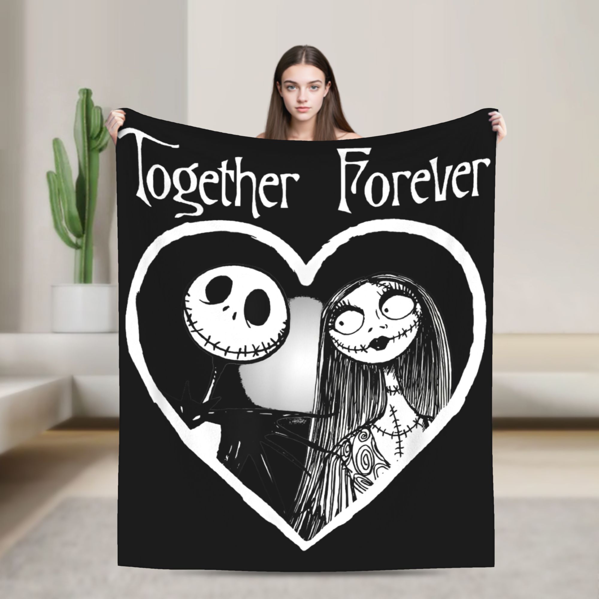 Christmas Throw Blanket - Jack Skellington Together Forever Nightmare Before