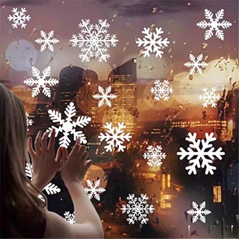 Snowflake Window Decal - 1Set Stiker Jendela Motif Kepingan Salju,