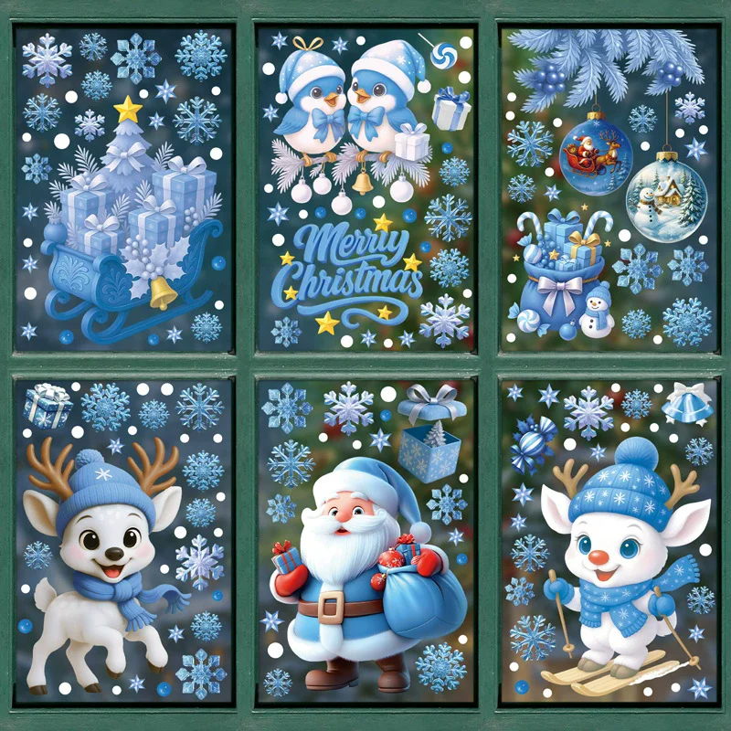 Snowflake Window Decal - Stiker Dekorasi Natal PVC untuk Jendela,