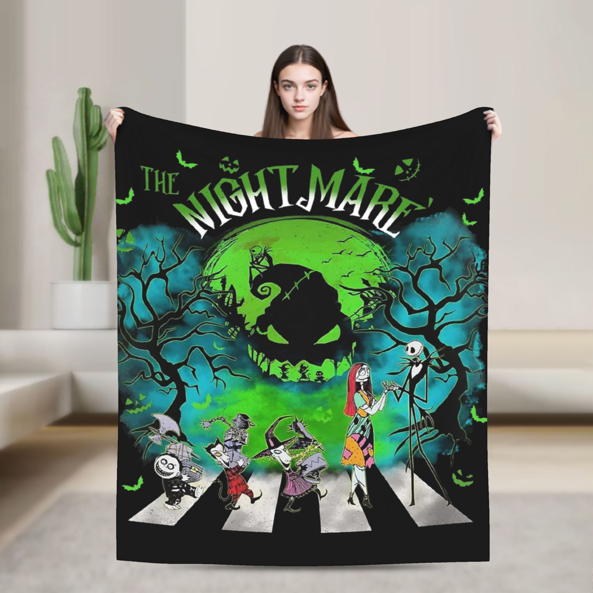 Christmas Throw Blanket - Selimut Flanel Oogie Boogie Man Nightmare