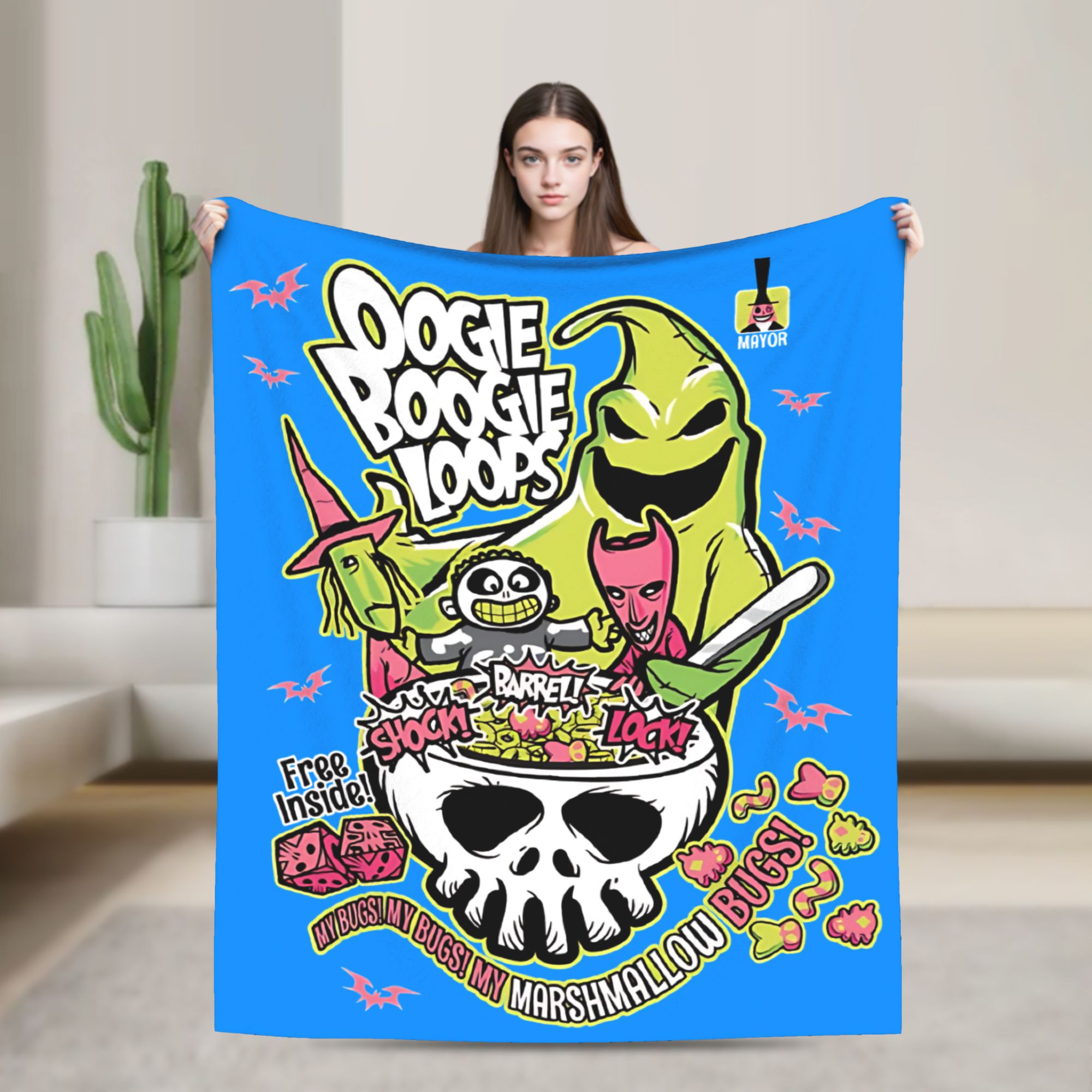 Christmas Throw Blanket - Oogie Boogie Loops Halloween The Nightmare