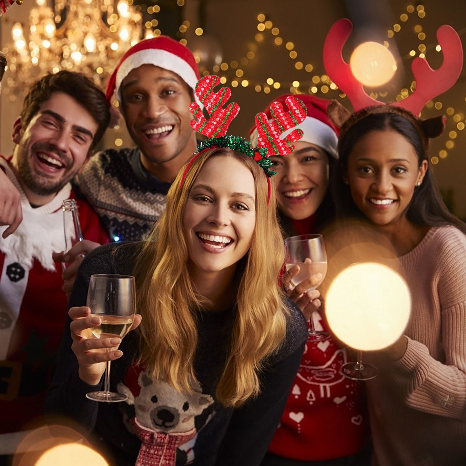 Reindeer Antlers Headband - Bando Tanduk Rusa Natal Berwarna-warni Ringan