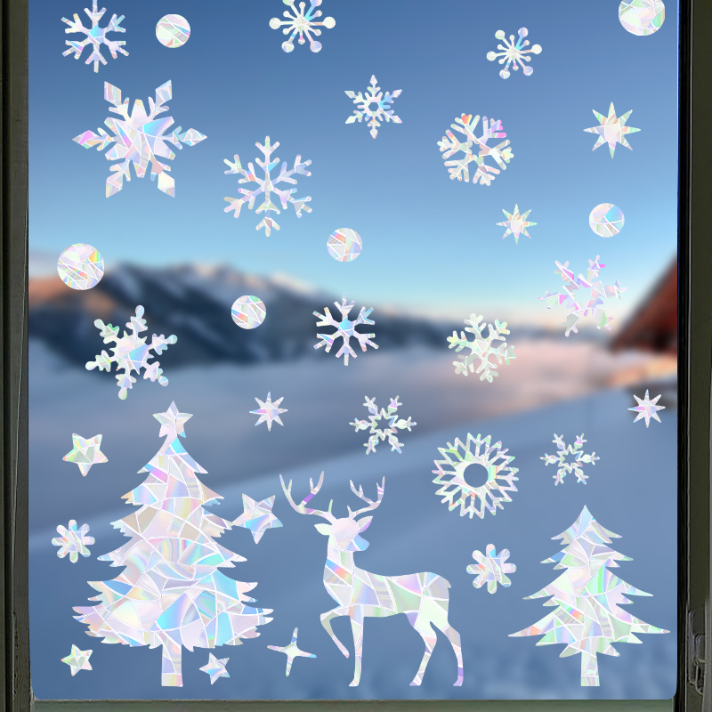 1set stiker jendela pelangi, h - Snowflake Window Decal ulasan dan harga