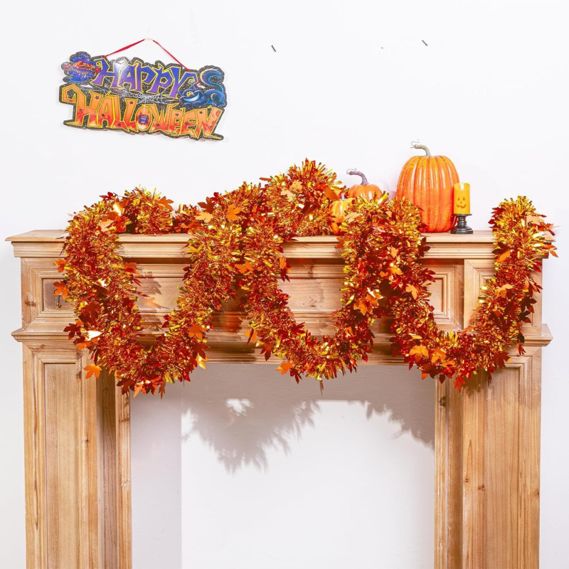 2pcs Hiasan Daun Maple Musim G - Tinsel Garland Decoration ulasan dan harga