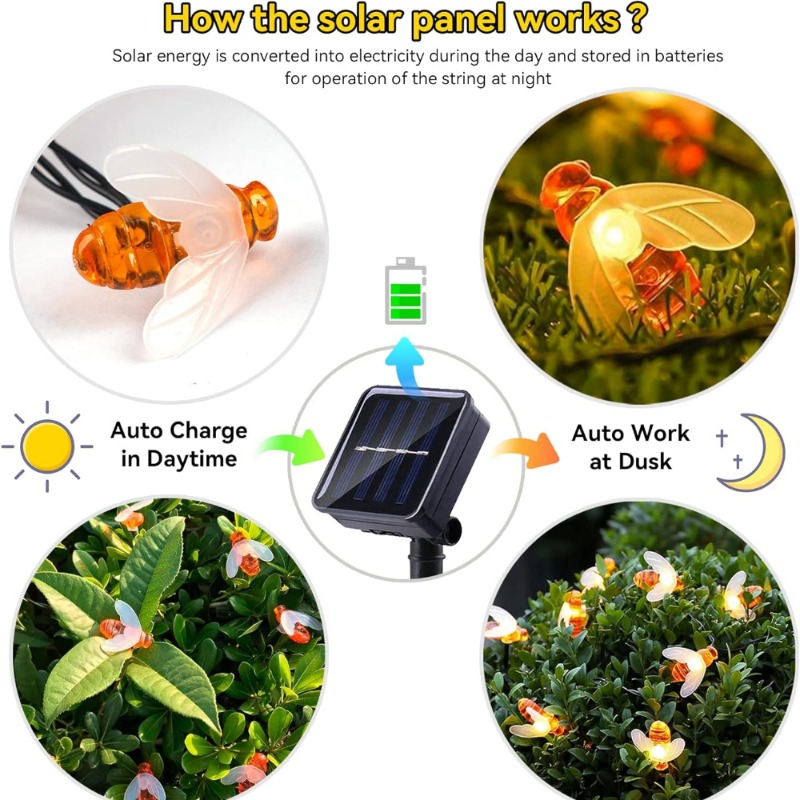 Lampu String Solar Bee 7m 50 L - Led Fairy String Lights ulasan dan harga